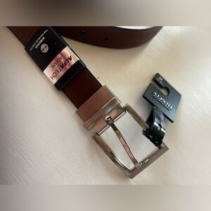 Alfani reversible Brown/Black Leather Belt with Silver Buckle